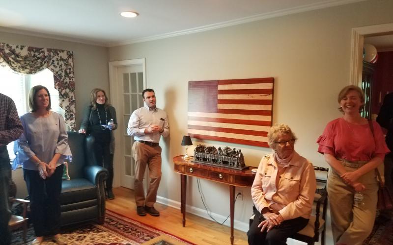 Flag art and supporters at Jay Webber Meet and Greet in Madison, NJ, May 12, 2018.