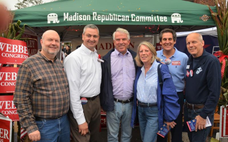 Madison, NJ Bottle Hill Day 2018.  Madison Borough Councilman Pat Rowe, candidate for Madison Borough Council Mark Chiarolanza, candidate for U.S. Senate Bob Hugin, Morris County Freeholder Deb Smith, Morris County Freeholder candidates Steve Shaw and John Krickus.