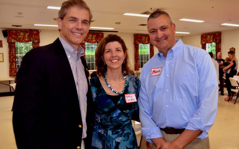 Exchanging ideas at a June 22, 2018 Meet & Greet Fundraiser in Madison, NJ:  Jay Webber, Republican candidate for Congress (NJ-11); Kathy Dailey, Republican candidate for Madison, NJ Borough Council; and Mark Chiarolanza, Republican candidate for Madison, NJ Borough Council.