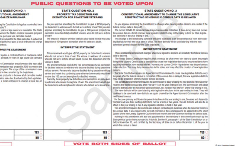 Sample ballot, side 2, Madison, NJ General Election.