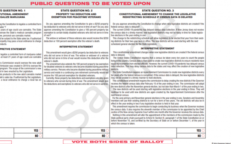 Madison, NJ ballot for the 2020 General Election, side 2