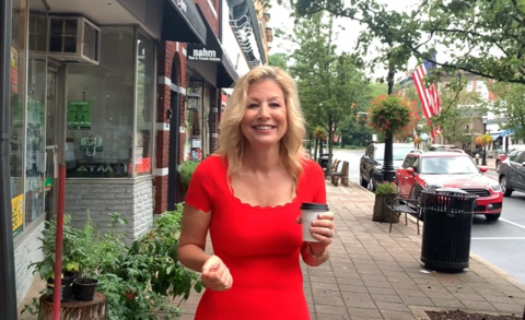 Rosemary Becchi, Republican challenger for the NJ CD-11 Congressional seat, met Madison residents and shoppers over coffee in downtown Madison on September 16, 2020